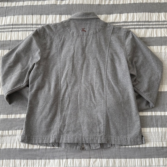 L.L. Bean Vintage Women's Gray Zip Jacket Floral Embroidery 100% Cotton Sz 12 - Picture 5 of 9